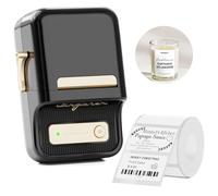 NIIMBOT B21 Étiqueteuse Thermique Portable sans Encre pour vêtements, adresses, Entreprises, Compatible avec iOS et Android, avec 1 Lot de 50 x 30 mm, (Noire)