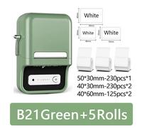 Niimbot B21 Mini imprimante d'étiquettes thermiques Portable fournitures de bureau Mini imprimantes d'autocollants adhésifs sans encre pour téléphone - Type Green Add 5 Rolls