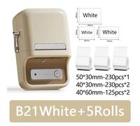 Niimbot B21 Mini imprimante d'étiquettes thermiques Portable fournitures de bureau Mini imprimantes d'autocollants adhésifs sans encre pour téléphone - Type White Add 5 Rolls