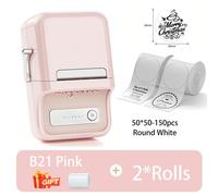 NiiMbot B21 Mini imprimante thermique sans fil d'étiquettes de codes à barres Bluetooth imprimantes d'étiquettes adhésives portables pour bureau Commercial - Type Pink-White50round-2R