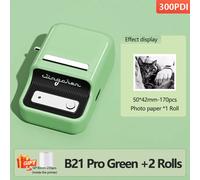 Niimbot B21 Pro 300dpi haute définition Portable Mini imprimante thermique Bluetooth auto-adhésif étiquette Photo imprimante d'autocollants - Type B21Pro Green 2Rolls