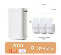 NiiMbot D101 Mini imprimante d'étiquettes thermiques Portable sans encre d'étiquettes de poche pour étude de bureau à domicile Version améliorée de D11 D110 - Type D101-WT20x40-3 Rolls