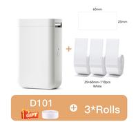 NiiMbot D101 Mini imprimante d'étiquettes thermiques Portable sans encre d'étiquettes de poche pour étude de bureau à domicile Version améliorée de D11 D110 - Type D101-WT25x60-3 Rolls