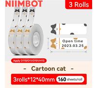 Niimbot D11 D110 D101 H1S Mini imprimante thermique d'étiquettes de poche USB Bluetooth étiquette bâton imprimante sans encre bricolage nom étiquette de prix - Type Only 3Roll Cat 12x40