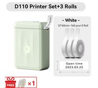 Niimbot D110/D11/H1S Mini imprimante d'étiquettes thermiques Portable de papier sans fil Machine d'autocollant étiqueteuse sans encre pour bureau maison - Type D110 GN-12x40-3Rolls
