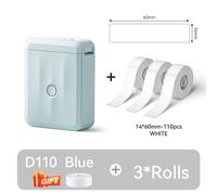 NIIMBOT D110 Version améliorée imprimante d'étiquettes thermiques Mini d'étiquettes intelligent Portable avec ruban pour bureau maison cuisine école - Type Blue-14x60White-3R