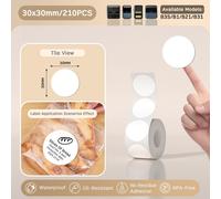 Niimbot étiquette adhésive blanche autocollant étanche papier rond pour B1 B21 Niimbot Mini imprimante Portable pour étiquette de prix étiquette thermique - Type White 3030 #A
