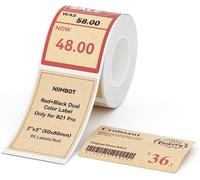 NIIMBOT Étiquettes rouges et noires pour imprimante d'étiquettes B21Pro, 50 x 80 mm, 95 étiquettes/rouleau