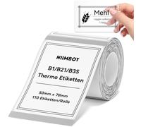NIIMBOT Étiquettes thermiques autocollantes B1/B21/B3S pour l'école, la maison, le bureau, les petites entreprises (rectangle transparent, 50 x 70 mm)
