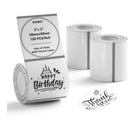 NIIMBOT Lot de 3 rouleaux de ruban adhésif thermique rond étanche pour imprimante d'étiquettes B1/B21/B3S, 50 x 50 mm, pour logo/cadeau/code-barres/bocal de cuisine (transparent)