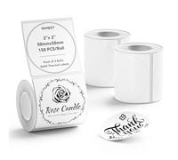 NIIMBOT Lot de 3 rouleaux de ruban adhésif thermique rond étanche pour imprimante d'étiquettes B1/B21/B3S, 50 x 50 mm, pour logo/cadeau/code-barres/bocal de cuisine (blanc)