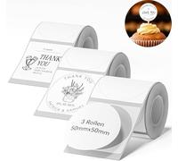 NIIMBOT Lot de 3 rouleaux de ruban d'étiquettes thermiques pour supermarchés, commerce de détail, bureau, blanc, 50 x 50 mm, compatibles B1 / B21 / B3S