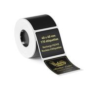 NIIMBOT M2/M3 Étiquettes 40x40 mm, résistantes à l'eau et à l'huile, résistantes aux basses et hautes températures, pour les petites entreprises, les bureaux à domicile et les organisations,Noir