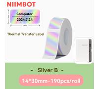 Niimbot N1/B18 imprimante d'étiquettes à transfert thermique d'étiquettes avec ruban noir étiquette en papier autocollant pour bureau à domicile bijoux jardin - Type Silver 14x30mmA