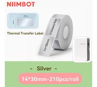 Niimbot N1/B18 imprimante d'étiquettes à transfert thermique d'étiquettes avec ruban noir étiquette en papier autocollant pour bureau à domicile bijoux jardin - Type Silver 14x30mmB