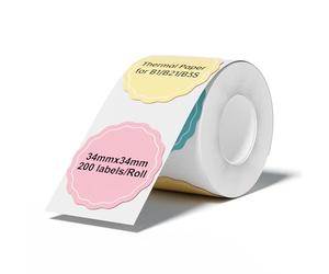 NIIMBOT Rondes Étiquettes, Autocollantes Etiquette Pour B1 B2 B21 B3S B4/K3, 34x34mm, 200PCS, Coloré