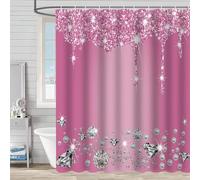 Niimoar 180x200 cm Rideau de Douche Anti Moisissure Lavable Imperméable Tissu Rideaux de Douche avec 12 Crochets pour Salle de Bain Domicile Baignoire Cabine Douches,Hôtel(Joyaux du Paysage Rose)