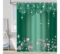 Niimoar Rideau Douche Joyaux du Paysage Vert,Rideau de Douche 200x200 cm Anti Moisissure Moderne Rideaux de Baignoire Tissu Lavable Imperméable Polyester Rideaux Salle de Bain avec 12 Crochets