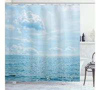 Niimoar Rideau Douche Paysage Bleu mer Nuage,Rideau de Douche 200x200 cm Anti Moisissure Moderne Rideaux de Baignoire Tissu Lavable Imperméable Polyester Rideaux Salle de Bain avec 12 Crochets