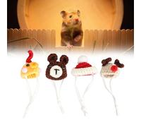 Niiyen Lot de 4 Chapeaux de Hamster pour Petits Animaux avec Sangle réglable, Mignons tricotés à la Main en Forme de Grenouille, Arc-en-Ciel, Carottes, Petits Chapeaux pour Petits