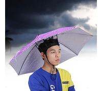 Niiyen Parapluie monté sur la tête, Chapeau Pliant supérieur de Parapluie Coupe-Vent de Protection Solaire de 77 cm, en Tissu Oxford + Acier + Colle argentée(Raindrop Purple)