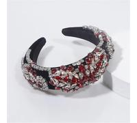 Niiyyjj Femmes Fleur Velours Bandeau Doux Épais Epais Eponge Strass Hairband pour Mariage Fête Rouge