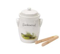 Nik. Schmitt & Sohn 60020 Pot à cornichons, avec pince en bois et recette, 3,5 litres, blanc (1 pièce)