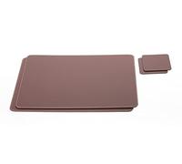 Nikalaz Lot de 2 Set de Table et 2 Desous de Verres, 40x30 cm et sous-bock 10x10 cm, Cuir Recyclé (Marron)
