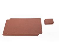 Nikalaz Lot de 2 Set de Table et 2 Desous de Verres, Set de Table 40 x 30 cm et sous-bock 10 x 10 cm, Cuir Recyclé (Marron Sale)