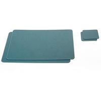 Nikalaz Lot de 2 Set de Table et 2 Desous de Verres, Set de Table 40 x 30 cm et sous-bock 10 x 10 cm, Cuir Recyclé (Vert Pétrole)