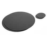 Nikalaz Lot de 2 Set de Table Rond et 2 Desous de Verres, Set de Table 33 cm de Diamètre et sous-bock 10 cm, Cuir Naturel Recyclé (Noir)