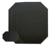 Nikalaz Lot de 4 Set de Table Octogonaux et 4 Desous de Verres, Set de Table 40 x 30 cm et sous-bock 10 x 10 cm, Cuir Recyclé