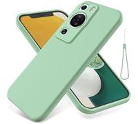 Nikaque Coque en silicone liquide pour Huawei P60/P60 Pro, coupe ajustée, protection antichoc en gel souple compatible avec Huawei P60/P60 Pro, vert