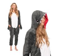 nikcorp - Pyjama pour Femmes et Enfants, Combinaison Pyjama pour Femmes, Costume Cosplay - en Matière Douce et Chaude - Tailles pour Enfants et Adultes - Requin, Gris, S