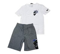 Nike 3Brand Ensemble T-shirt et short pour garçon Icon Duo Blanc Code 9Q0616-001, blanc/gris, S