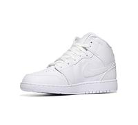 Nike AIR Jordan 1 Mid (GS) Chaussure de Basketball, White/White-White, 40 EU