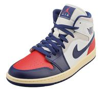 Nike AIR JORDAN 1 MID Homme Baskets Mode Blanc Bleu Rouge - 44 EU