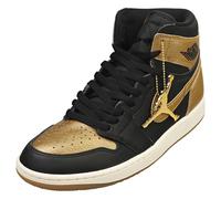 Nike AIR JORDAN 1 RETRO HIGH OG - Baskets en Cuir Noir Or pour Hommes - 43 EU