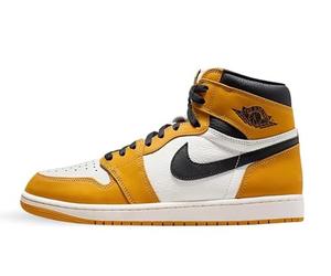 NIKE Air Jordan 1 Retro High OG "Yellow Ochre" - Chaussure de Patrimoine en Cuir Premium, 43 EU