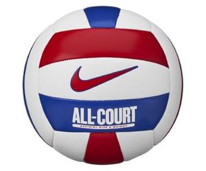 Nike All Court N.100.9072.124.05 Ballon de Volleyball dégonflé en Caoutchouc et Cuir synthétique Blanc/Rouge université Taille 5