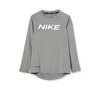 Nike B NP LS FTTD Top T-Shirt Garçon, Carbon Heather/(White), FR : XS (Taille Fabricant : XS)