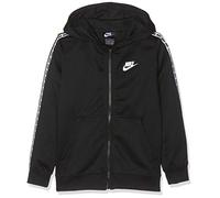 Nike B NSW Repeat FZ Poly Hood Sweat-Shirt Garçon Black/White FR : L (Taille Fabricant : L)