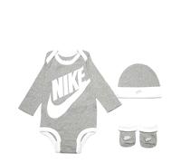 Nike Baby Long Sleeve Bodysuit, Hat and Booties 3 Piece Set (Dark Grey Heather(LN0134-042), 0-6 Months)