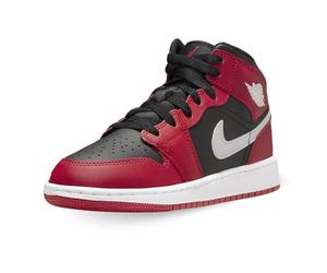 Nike Baskets Air Jordan 1 Mid GS pour garçon, Noir/rouge gym/blanc, 7 Big Kid
