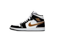 Nike Baskets Air Jordan 1 Mid SE pour homme, Noir/blanc/doré métallisé, 44 EU