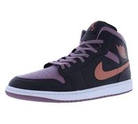 Nike Baskets Air Jordan 1 Mid SE pour homme, Noir/orange ciel J / mauve-noir, 44.5 EU