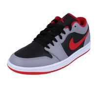 Nike Baskets basses Air Jordan 1 pour homme, Noir/rouge feu-gris ciment-blanc, 47.5 EU