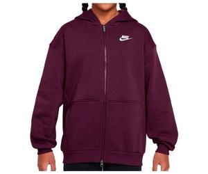 Nike - Big Kid's SW Club Fleece Oversized Full-Zip Hoodie - Veste de loisirs - XS - bordeaux / white