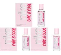 NIKE - Chic & Cool, Eau de Cologne pour femme, 30 ml, format voyage, parfum en spray, eau de toilette naturelle et féminine, arôme fruité, parfum doux, intense et longue durée (Lot de 3)