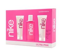 NIKE - Cologne Ultra Pink 100 ml + Crème Corps 75 ml + Gel Bain 75 ml, Coffret Femme, Eau de Toilette Naturelle et Féminine, Arôme Oriental Gourmand, Parfum Frais, Insoumis et Longue Tenue